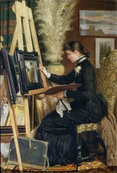 Portrait de Josephine Gillow peignant sur un chevalet, 1880